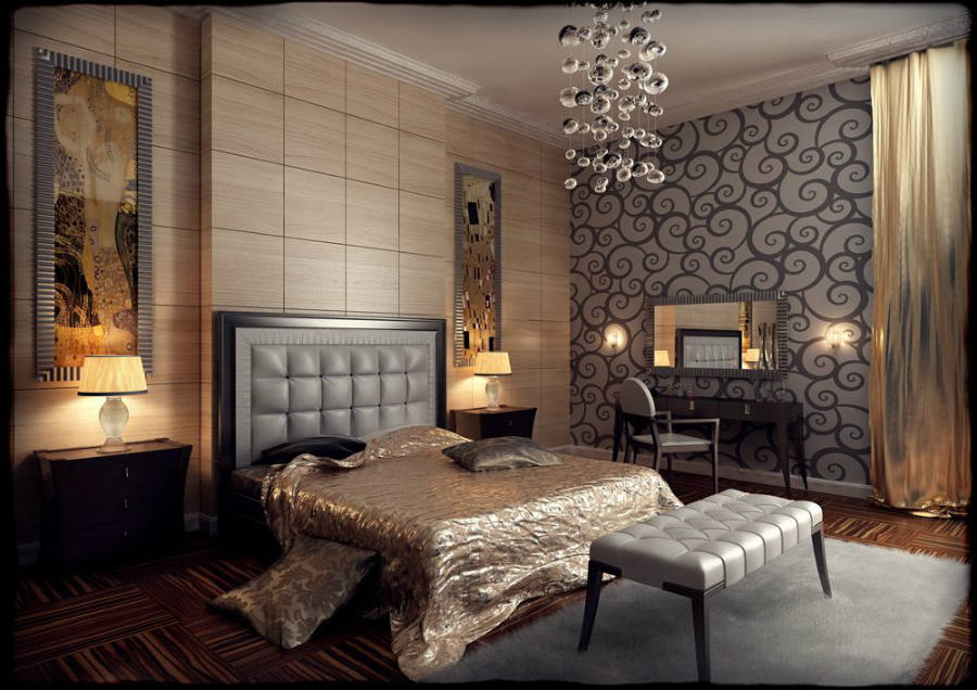 unique luxury bedroom with art deco