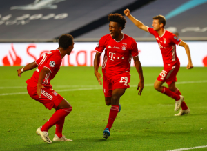 Kingsley Coman Celebrating his goals against PSG